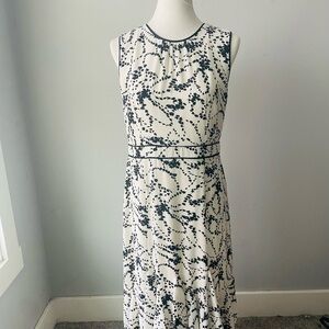Talbots Floral Flounce Black and White Hem Dress